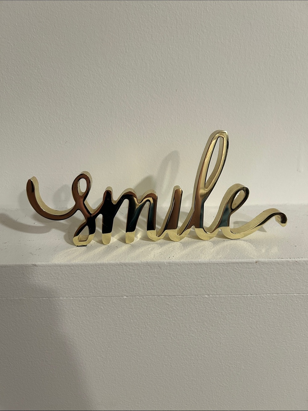 'Smile' Script Desk Decor Accent Golden Tone Metal